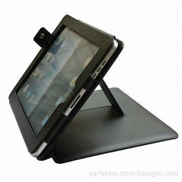 Leather Case for iPad 1, Adjustable Height for Convenient Reading with Button Closure